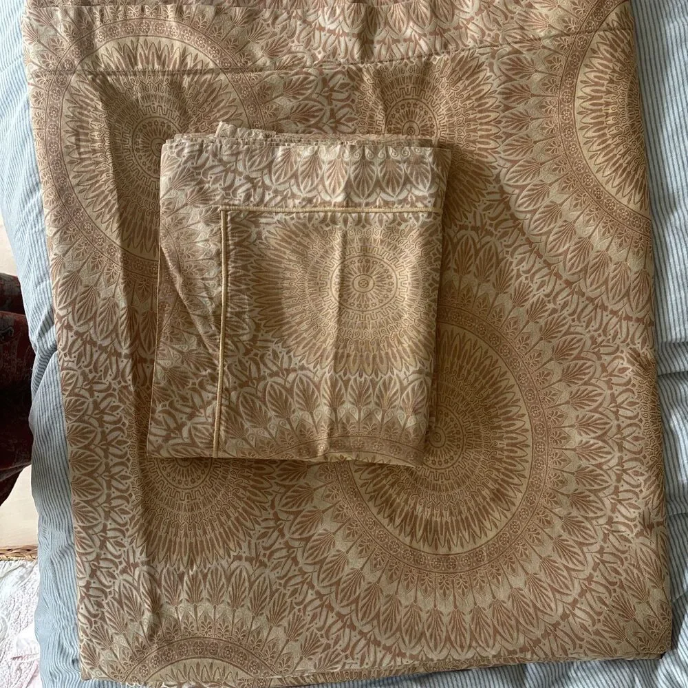 Peacock Alley Couture Gold Medallion King Duvet w/2 Shams Egyptian Cotton USA
